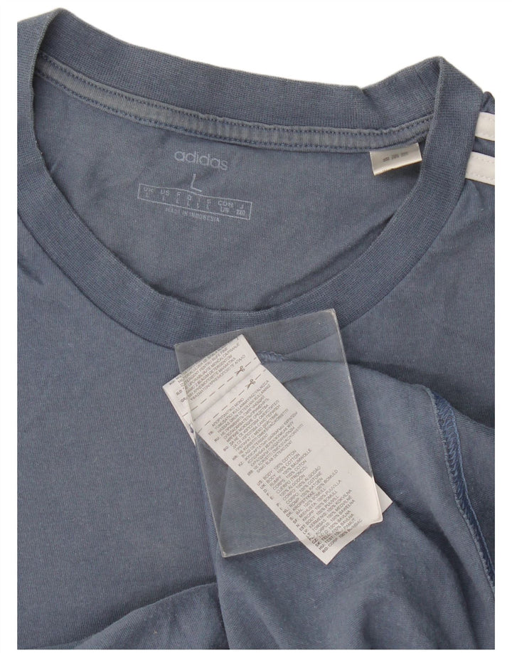 Adidas - Camiseta para hombre, talla grande, algodón azul