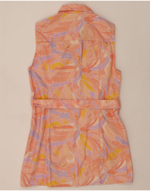 Zara Vestido camisero vaquero sin mangas para mujer UK 44 Grande Rosa Floral