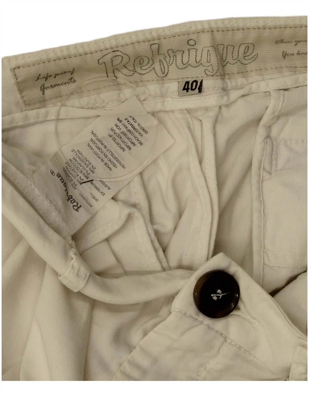 Refrigue Pantalones cortos chinos para mujer EU 40 Medium W30 Algodón beige