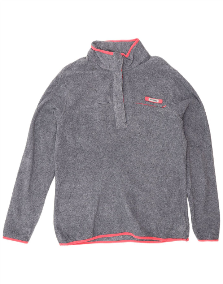 Columbia Jersey de forro polar con cuello y botones para mujer UK 40 XL Poliéster gris