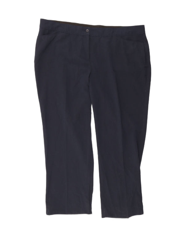 Marks & Spencer Womens Casual Trousers UK 24 4XL W48 L32 Navy Blue