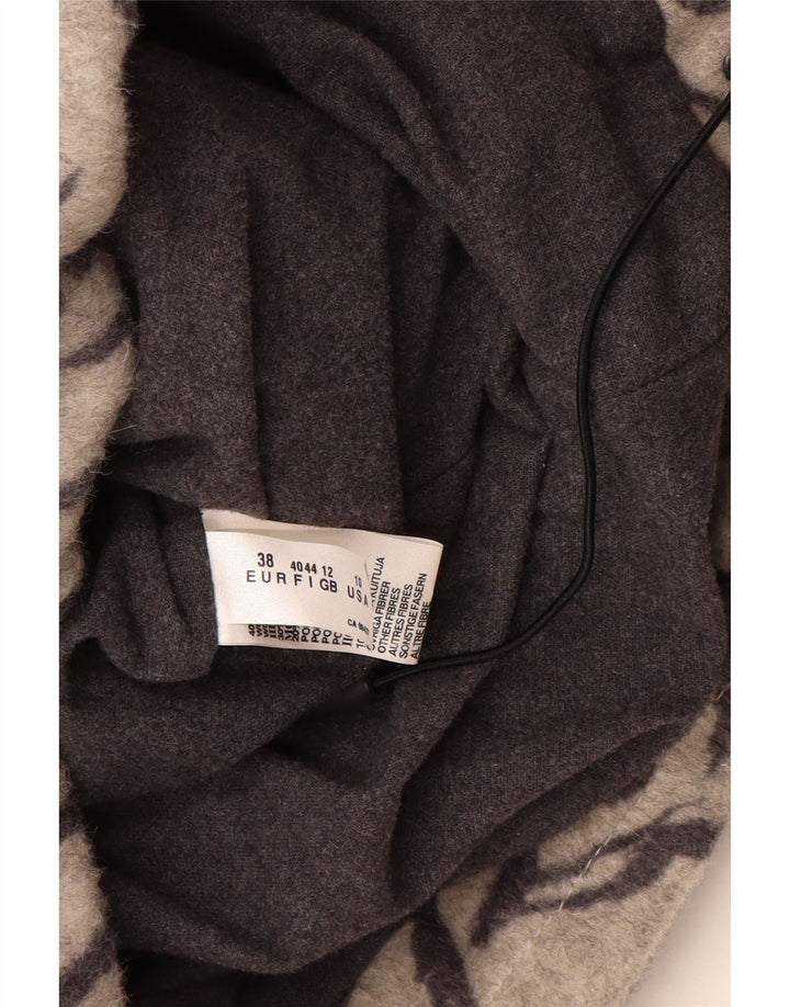 Luhta Abrigo acolchado con capucha para mujer UK 42 Lana con estampado animal gris medio