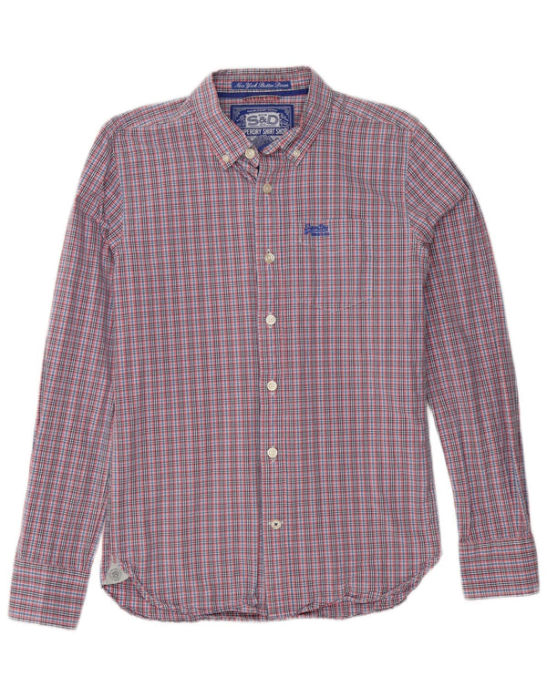 Camisa Superdry Hombre De Algodón A Cuadros Rosa Medio