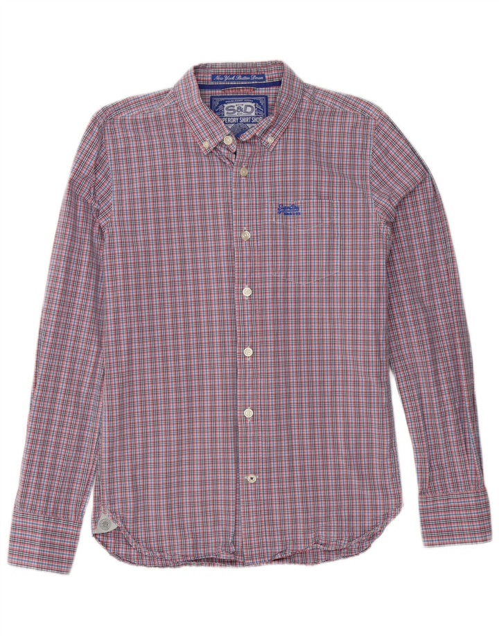 Camisa Superdry Hombre De Algodón A Cuadros Rosa Medio