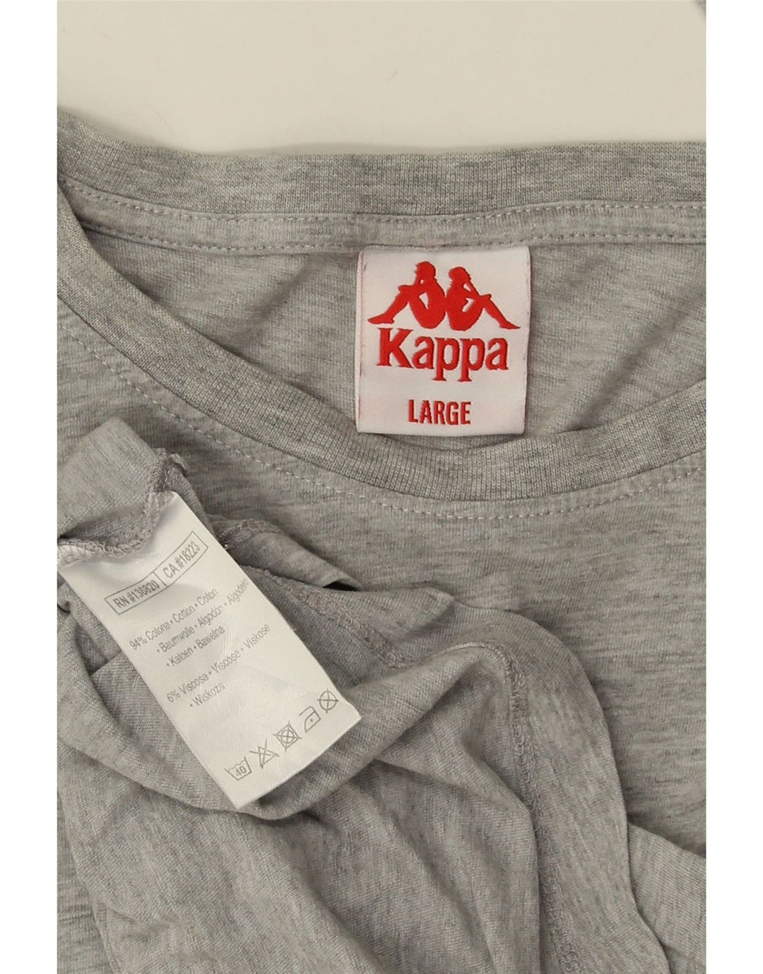 KAPPA Mens Graphic Top Manga Larga Grande Gris Colorblock Algodón