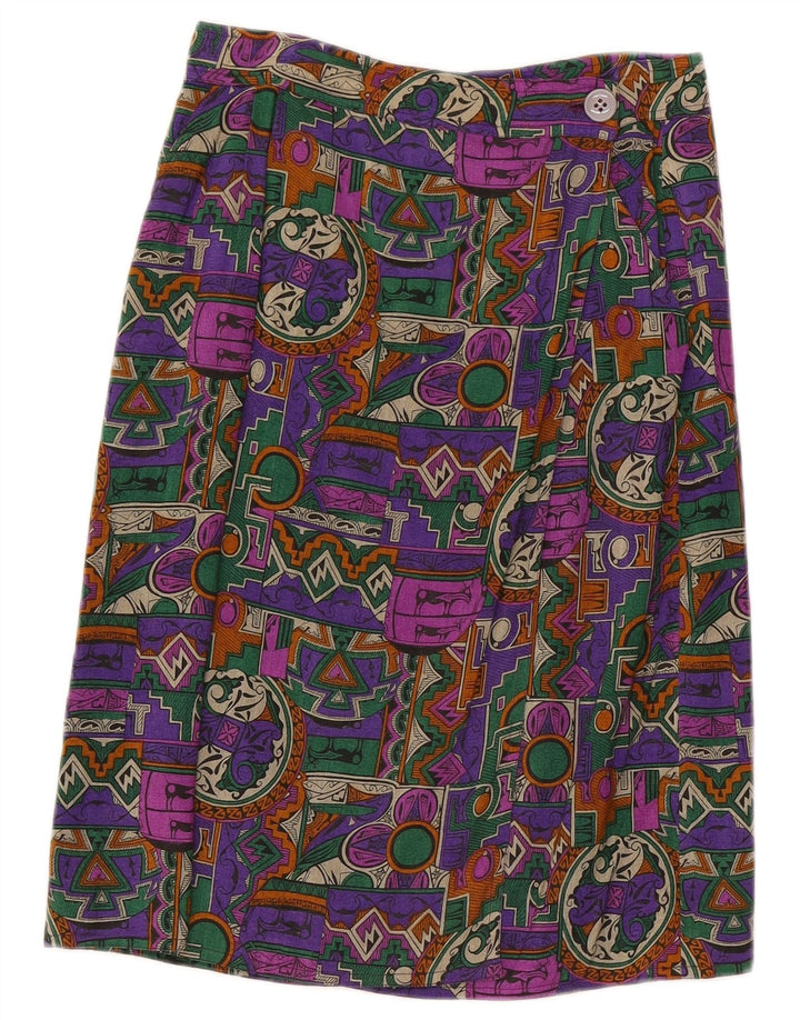 Vintage mujer abrigo falda W28 medio multicolor geométrico