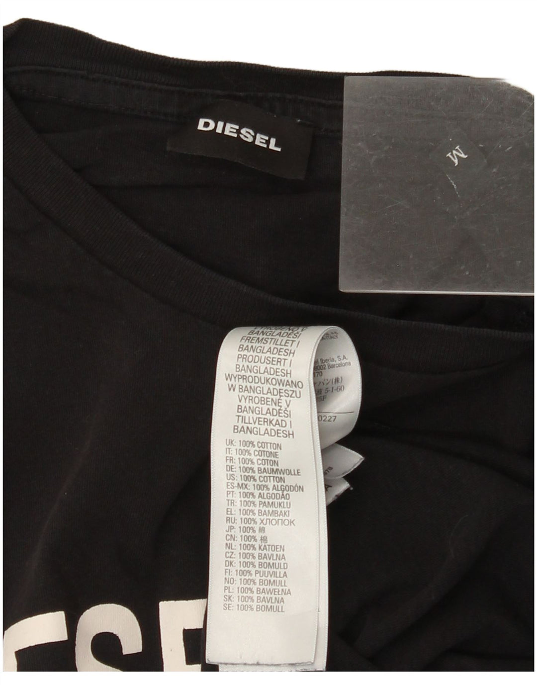 DIESEL Camiseta gráfica para hombre Top Medium Black Cotton