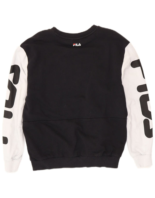 FILA Sudadera gráfica para mujer Jumper UK 40 Medium Black Colourblock