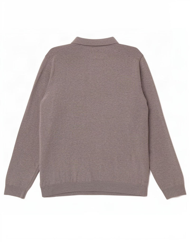 Marks & Spencer - Jersey de cuello polo para hombre, talla 2XL, algodón gris