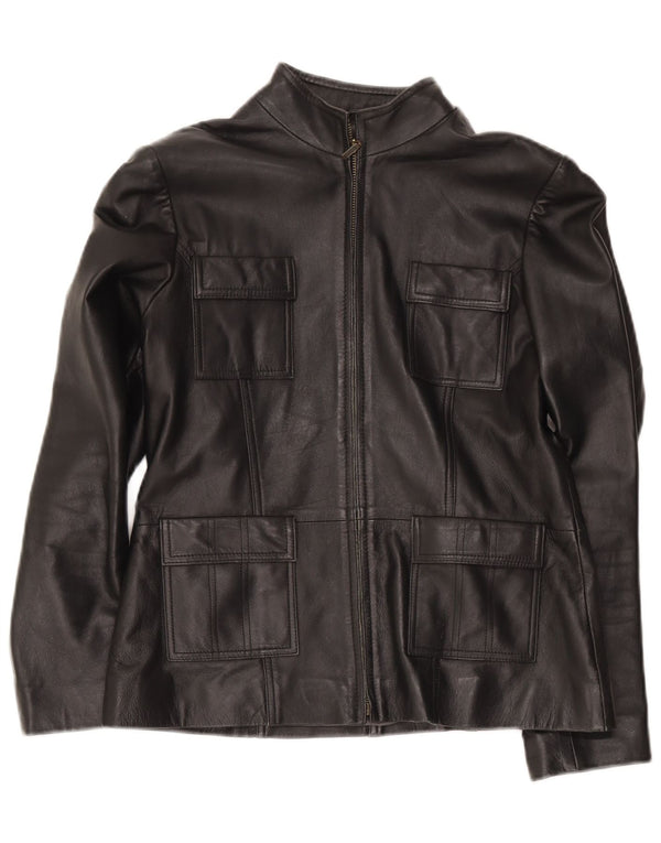 Helium Chaqueta de cuero militar para mujer Reino Unido 44 Mediano Negro