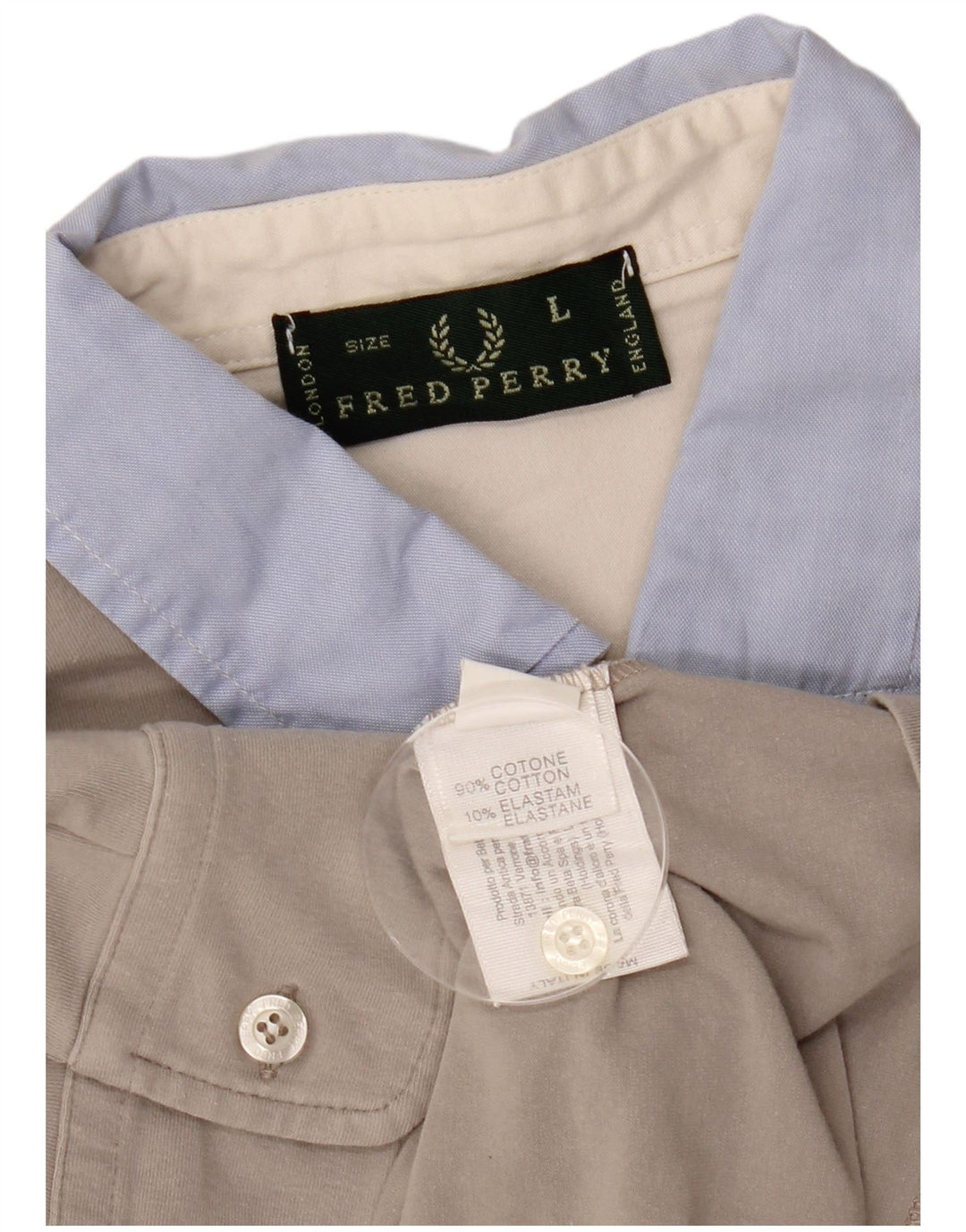 FRED PERRY Polo de manga larga para hombre de algodón gris color block grande