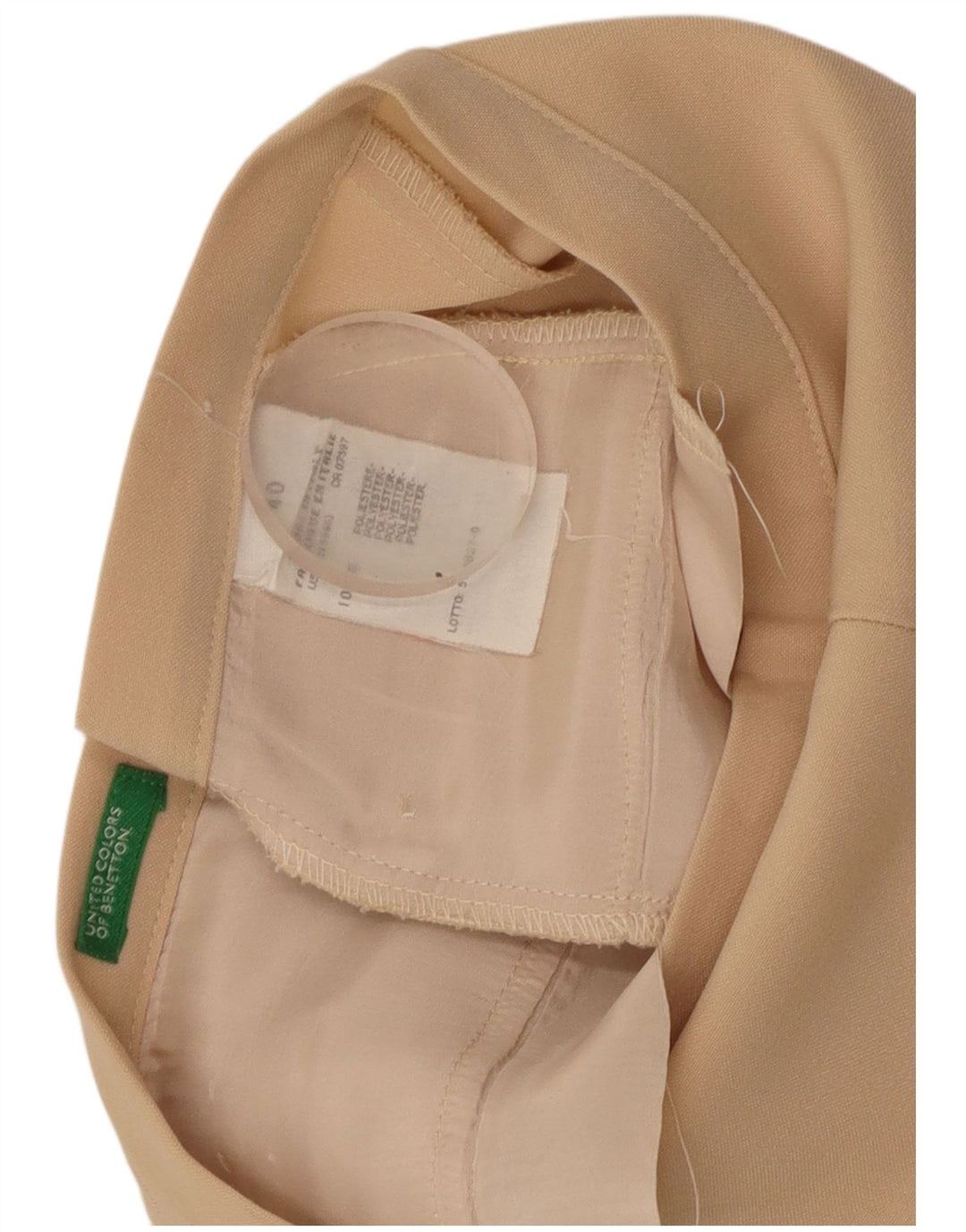 BENETTON Pantalones informales rectos para mujer IT 40 Small W26 L30 Beige