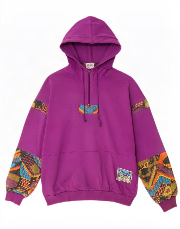 Etirel Hombre Sudadera Con Capucha Y Cuello Con Cremallera Con Patrón Abstracto Jersey De Algodón Púrpura Mediano
