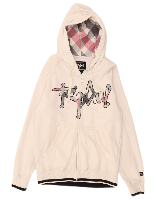 Rip Curl Hombre Gráfico Zip Sudadera Con Capucha Suéter Pequeño Algodón Blanco