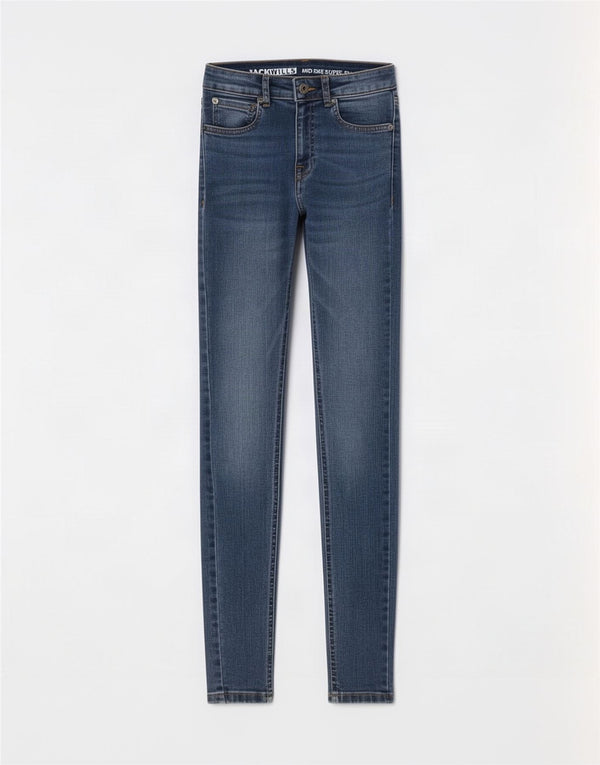 Jack Wills Vaqueros súper ajustados de talle medio para mujer W24 L30 Algodón azul