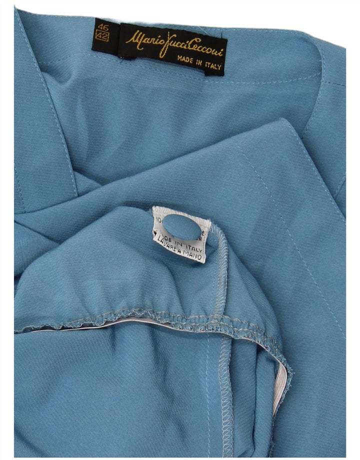 MARIO PUCCI CECCONI Blusa camisera de manga corta para mujer IT 42 Azul medio