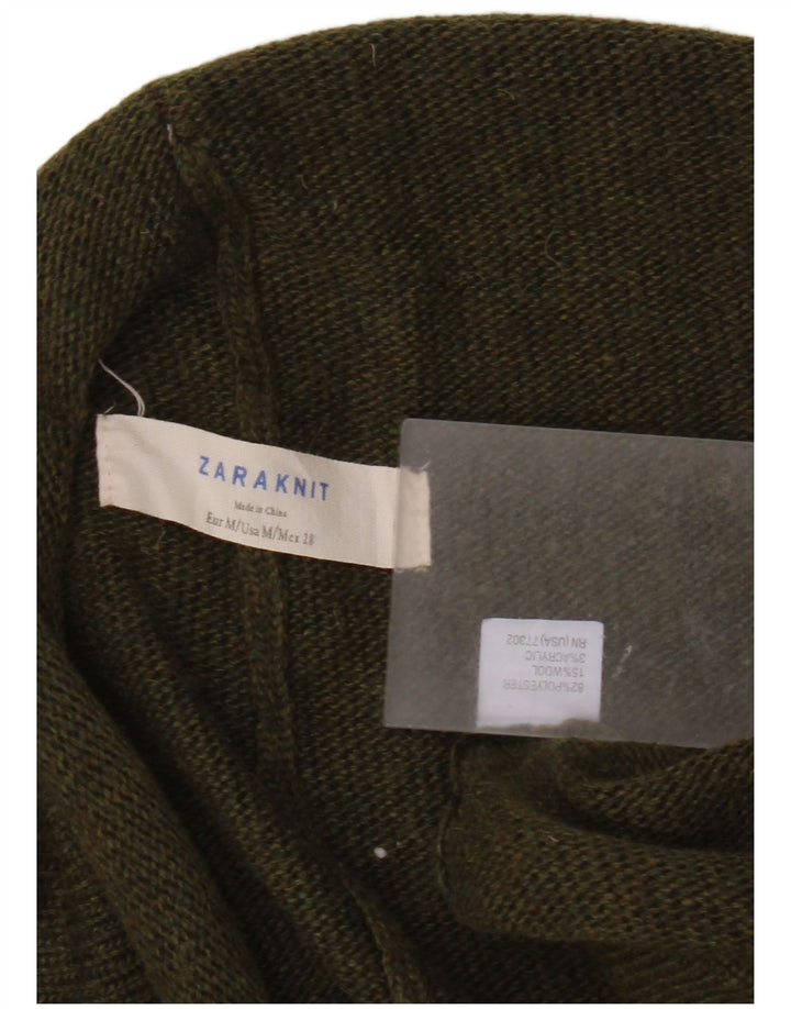 Zara Mujer Poncho Cardigan Suéter UK 14 Medio Caqui Poliéster