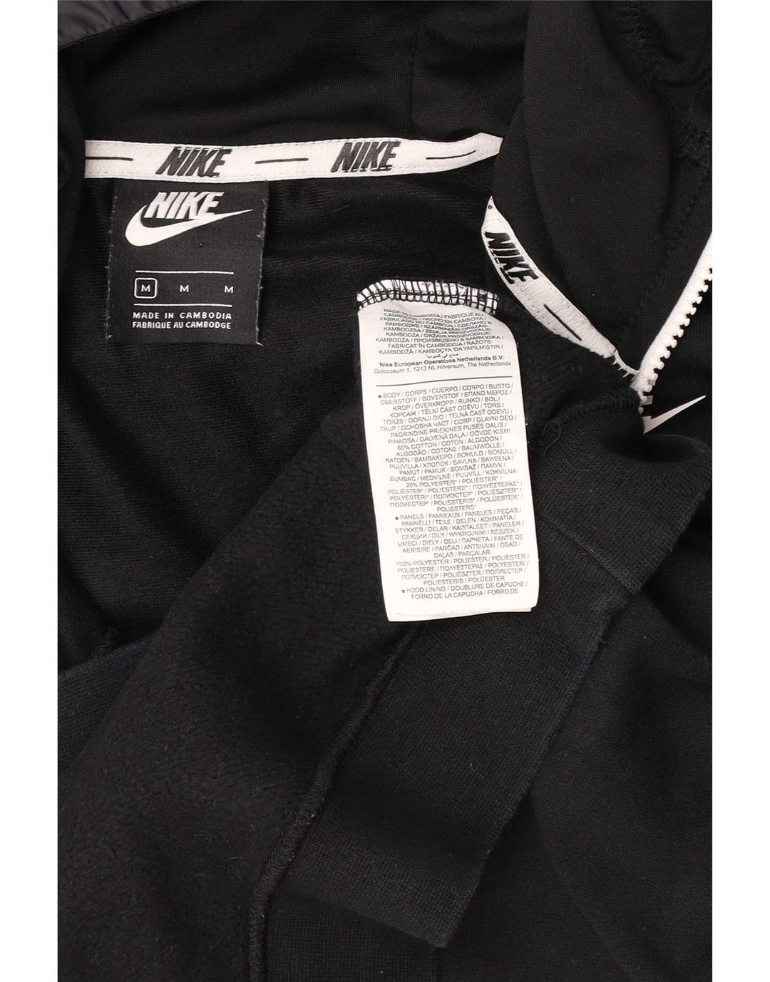 Nike - Sudadera con capucha y cuello con cremallera para hombre, talla mediana, algodón negro