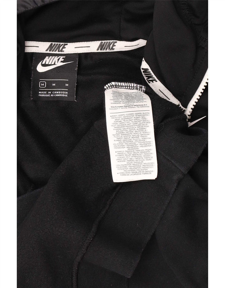 Nike - Sudadera con capucha y cuello con cremallera para hombre, talla mediana, algodón negro