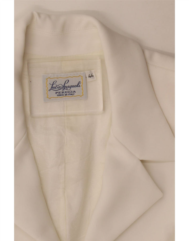Luisa Spagnoli Chaqueta tipo blazer con cremallera completa para mujer IT 44 Acetato blanco mediano