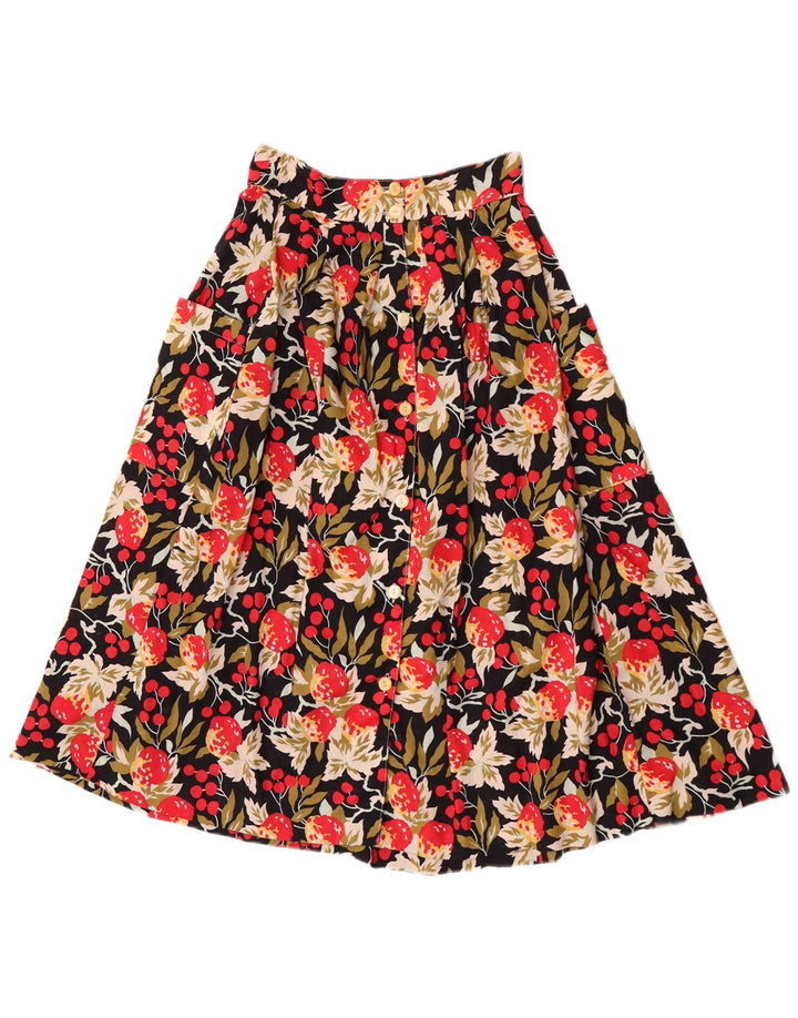 Vintage mujer cintura alta A-Line falda IT 42 Medio W27 Multicolor
