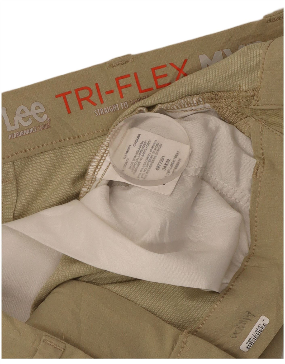Pantalones chinos rectos cónicos para hombre Lee W34 L32 Poliéster beige