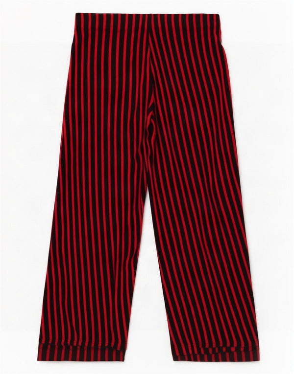 Zara Pantalones Casuales Capri De Pierna Ancha para Mujer Grande W30 L24 Algodón A Rayas Rojas