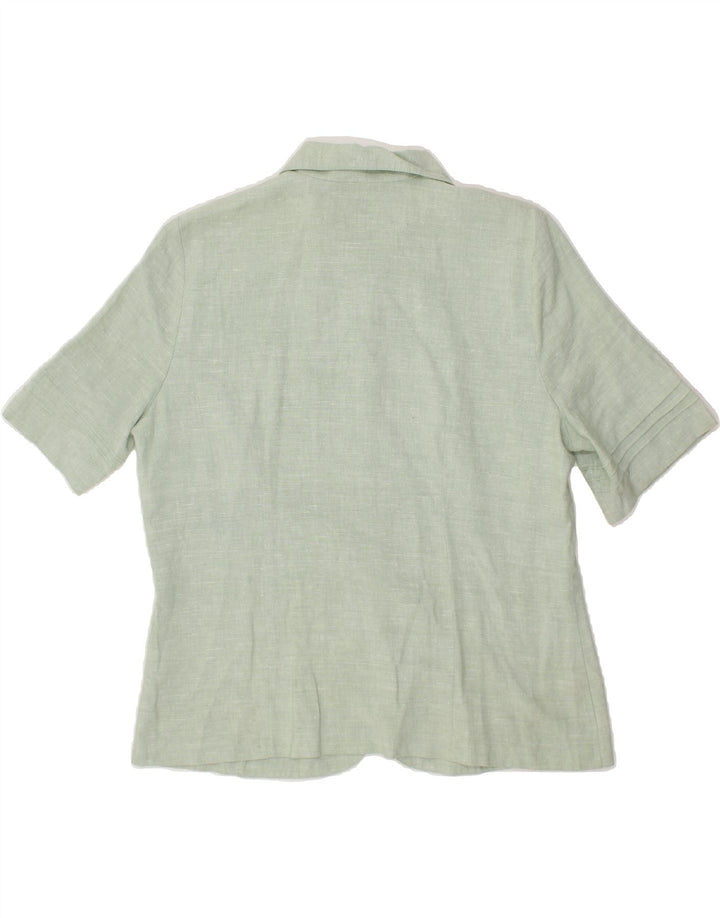 VINTAGE Womens Short Sleeve 4 Button Blazer Jacket UK 16 Large Green Vintage Vintage and Second-Hand Vintage from Messina Hembry 