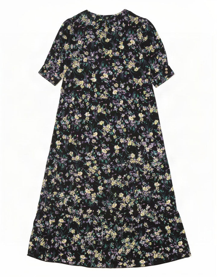 Marks & Spencer Vestido largo para mujer UK 42 Viscosa floral negra mediana