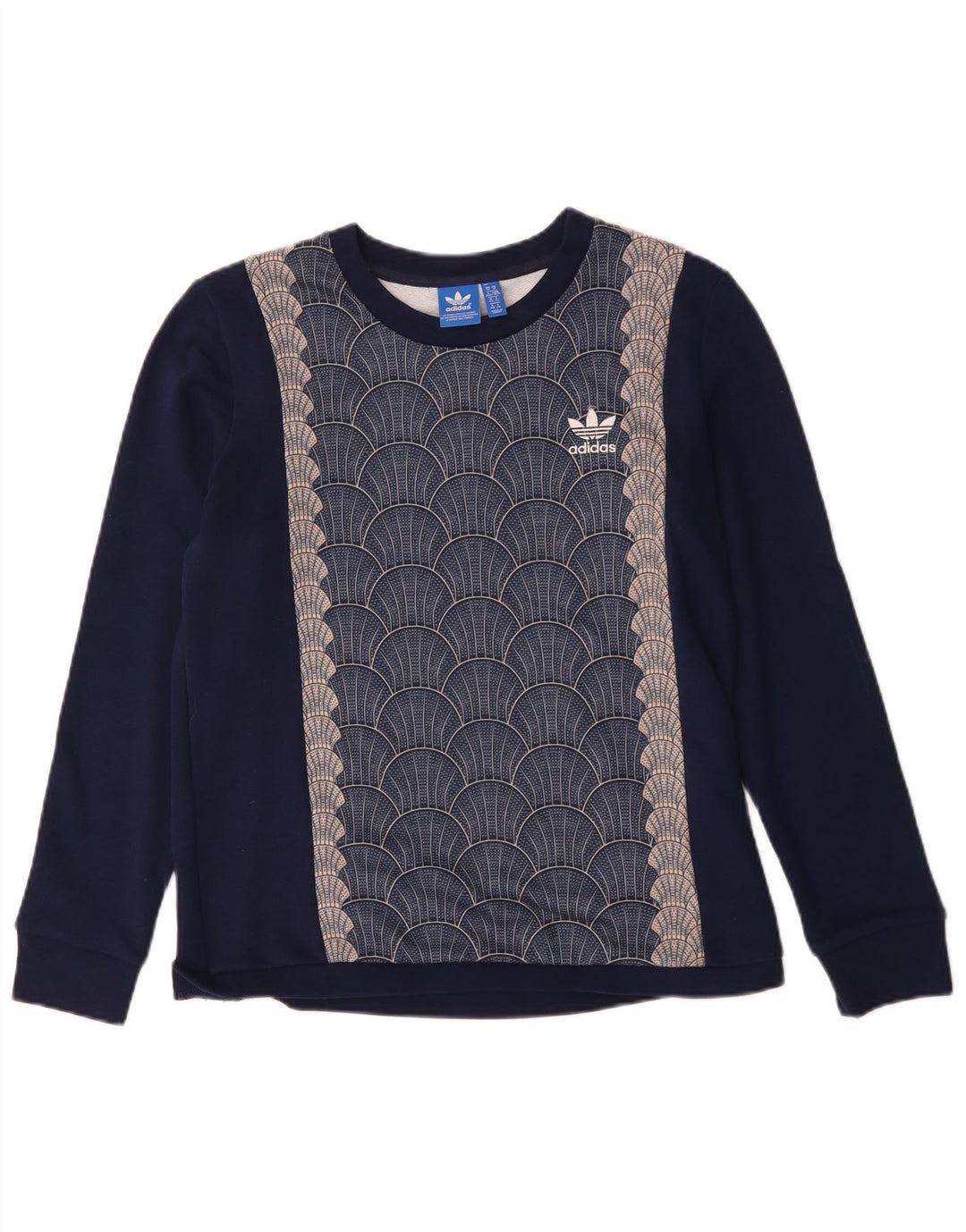 ADIDAS Sudadera gráfica para mujer Jumper UK 14 Mediano Azul marino Geométrico