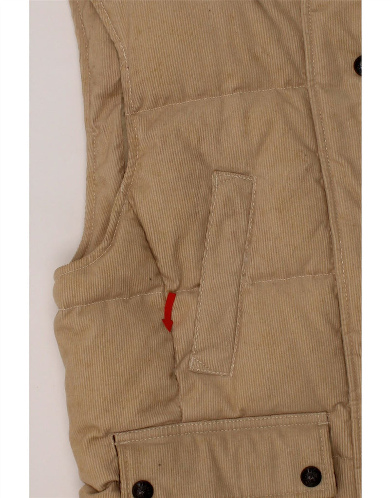 RALPH LAUREN Womens Padded Gilet UK 14 Medium Beige Pinstripe Cotton Vintage Ralph Lauren and Second-Hand Ralph Lauren from Messina Hembry 