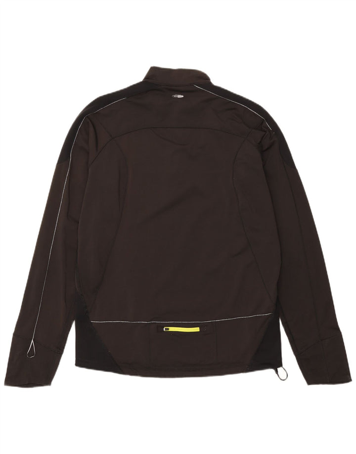 Asics Hombre Zip Neck Pullover Chándal Top Grande Negro Colorblock