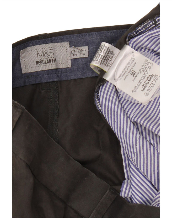 Marks & Spencer Pantalón chino de corte regular para hombre W42 L29 Algodón gris