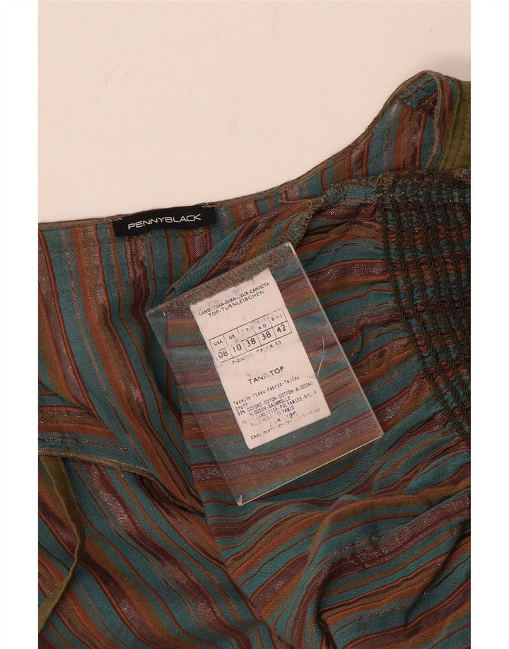 Penny Black Blusa para mujer Top UK 10 Pequeño algodón a rayas multicolor