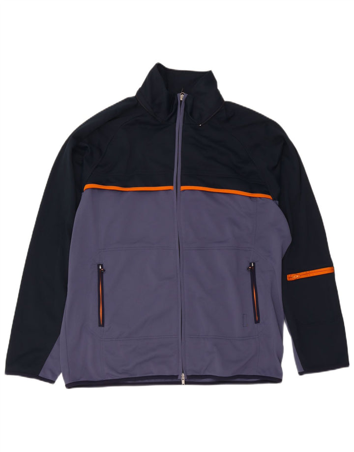 Champion Chaqueta de chándal para hombre, talla grande, poliéster con bloques de color azul marino