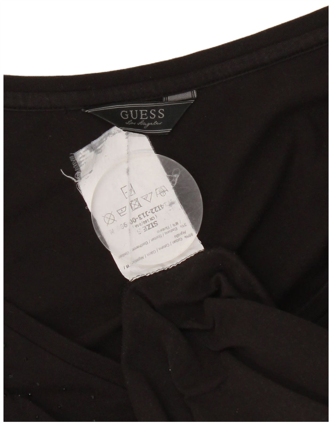 Guess Top gráfico para mujer manga larga UK 8 Small Algodón negro