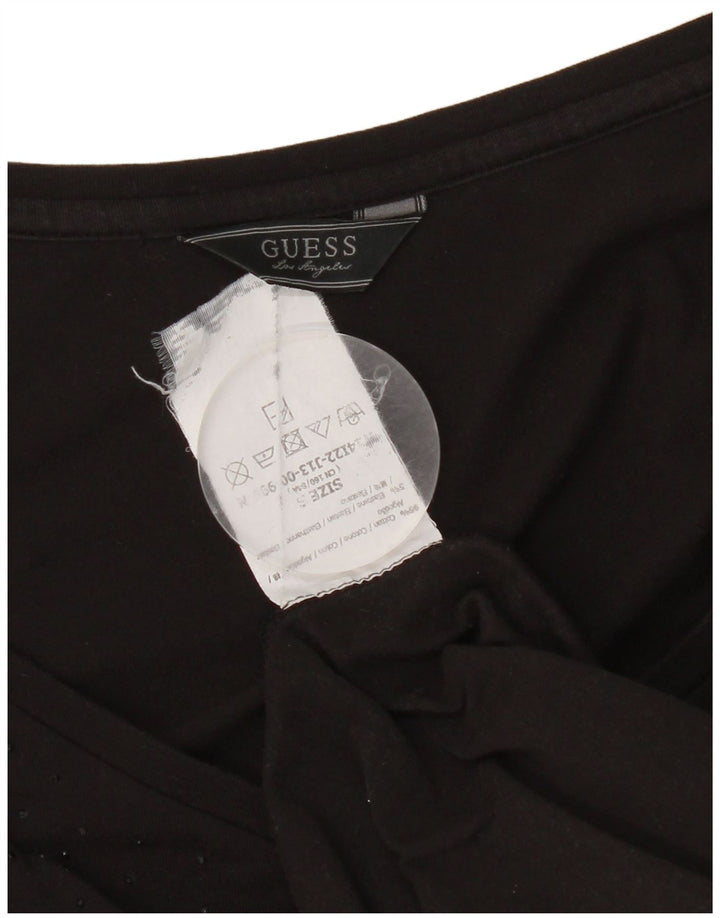 Guess Top gráfico para mujer manga larga UK 8 Small Algodón negro