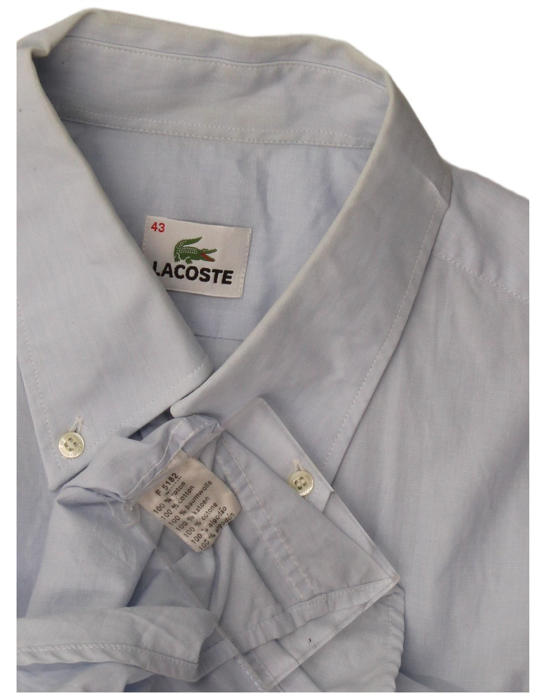 Camisa Lacoste Hombre Manga Corta Talla 43 Grande Algodón Azul