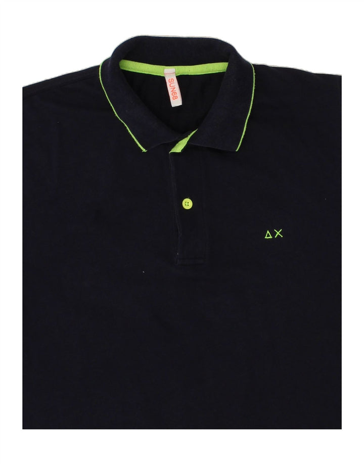 SUN68 Mens Polo Shirt Small Navy Blue Cotton Vintage Sun68 and Second-Hand Sun68 from Messina Hembry 