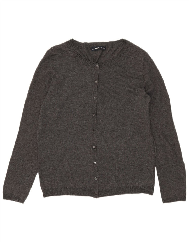 Zara Mujer Cárdigan Suéter UK 12 Modal Gris Medio