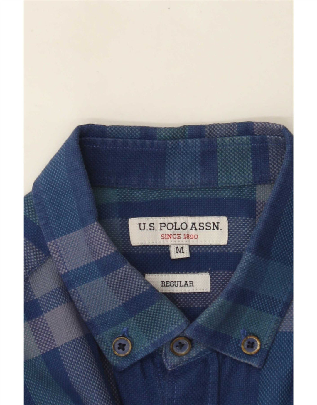 Asociación de Polo de EE. UU. Camisa Regular Fit Cuadros Azul Medio Hombre