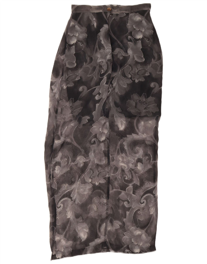 Falda midi vintage para mujer W26 pequeña floral negra