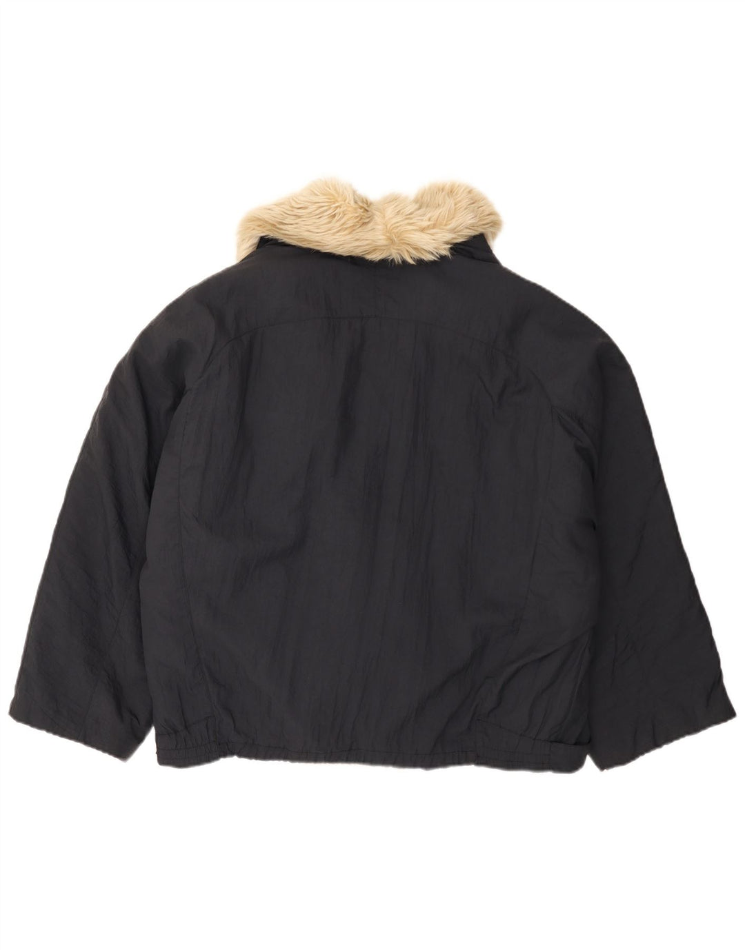 Vintage hombres doble pecho holgado ajuste bombardero chaqueta Reino Unido 38 azul marino medio