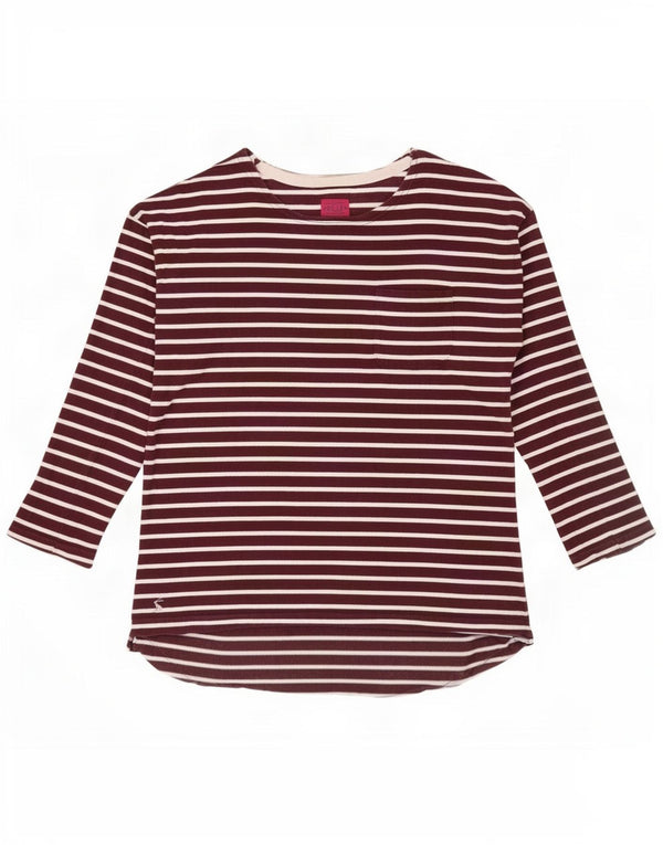 Joules Top para mujer de manga larga UK 42 Algodón a rayas burdeos medio