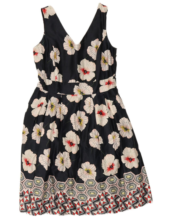 Monsoon Vestido acampanado sin mangas para mujer UK 44 Mediano Azul marino Algodón floral