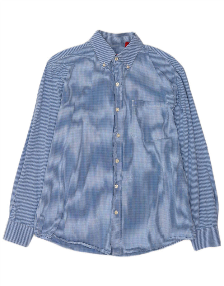 Camisa Hombre Izod Algodón Cuadros Azul Medio