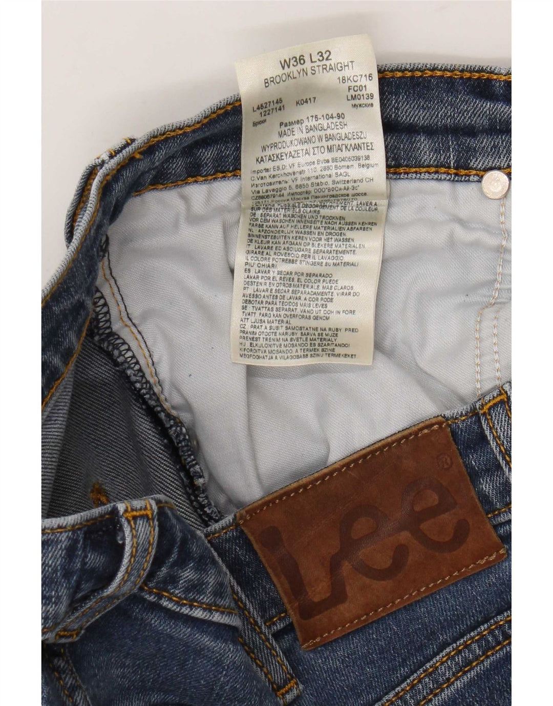 Lee Vaqueros Rectos Brooklyn Para Hombre W36 L32 Algodón Azul
