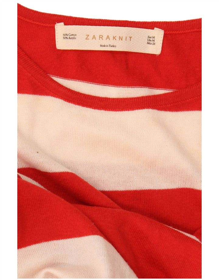Zara Suéter tipo jersey con cuello redondo y corte extragrande para mujer, talla 44, color rojo mediano