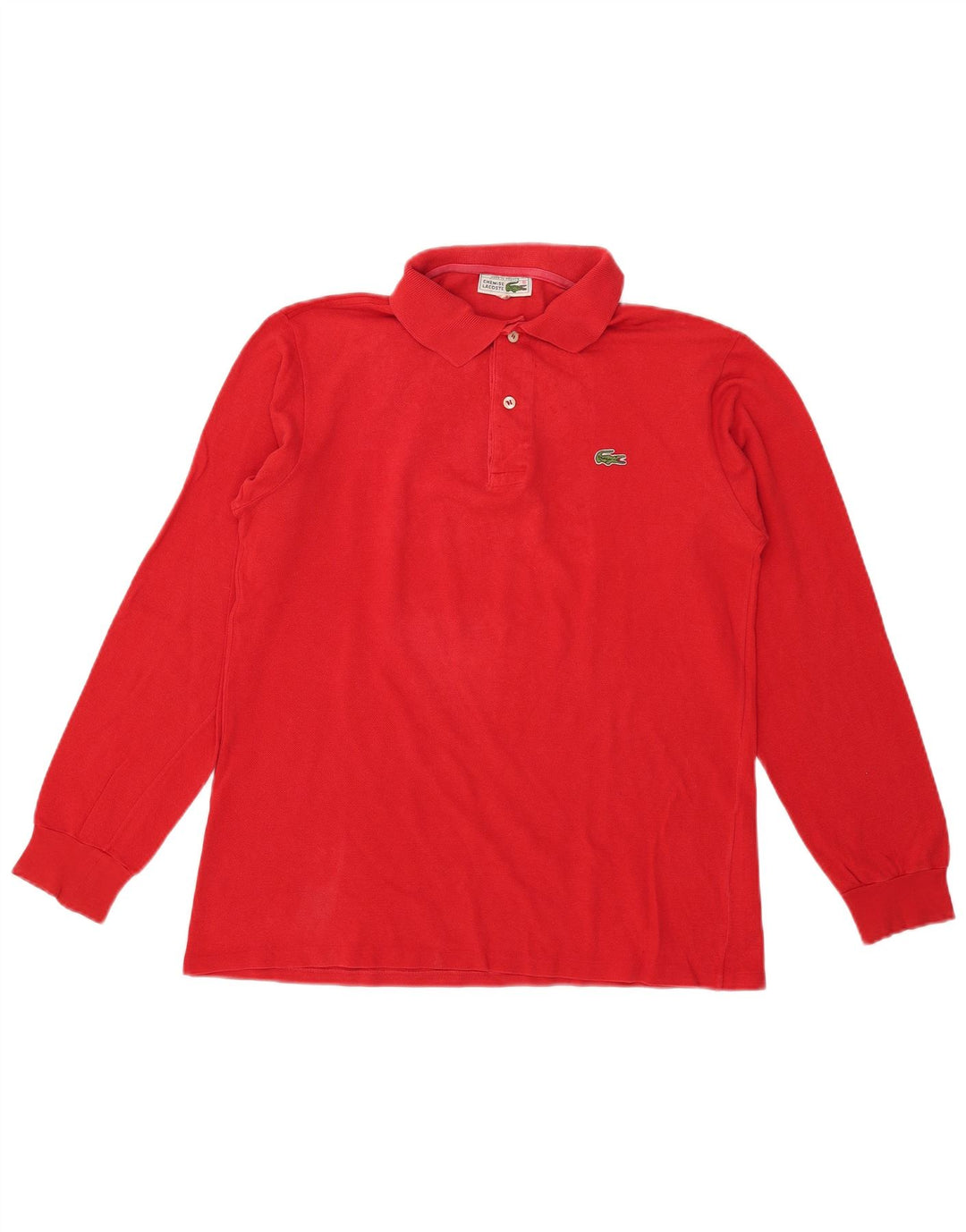 Lacoste Polo de manga larga para hombre talla 4 mediano algodón rojo