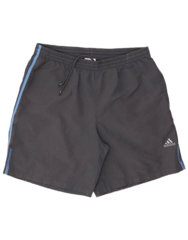 Adidas - Pantalones cortos deportivos para hombre, poliéster gris grande
